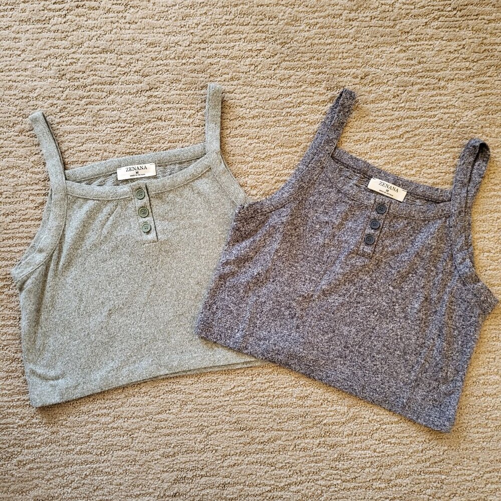 Set of 2 Women’s Zenana Cropped Cami Tops – Size M – NWOT